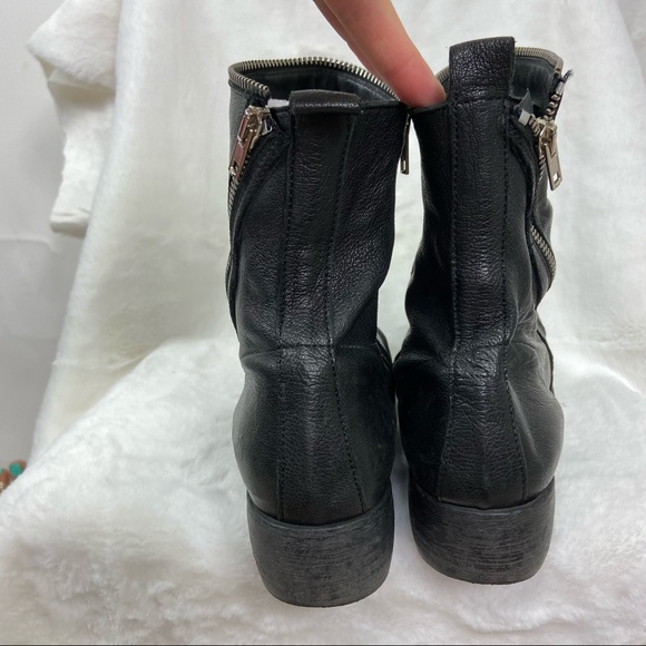 Massimo Mateo Leather black zipper detailed boots - Picture 5 of 8